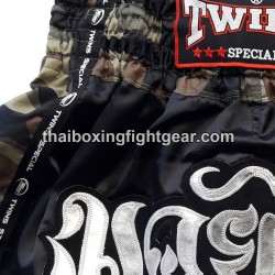 TWINS PANTALONES CORTOS DE BOXEO TAILANDES "Black Camo" | Pantalone