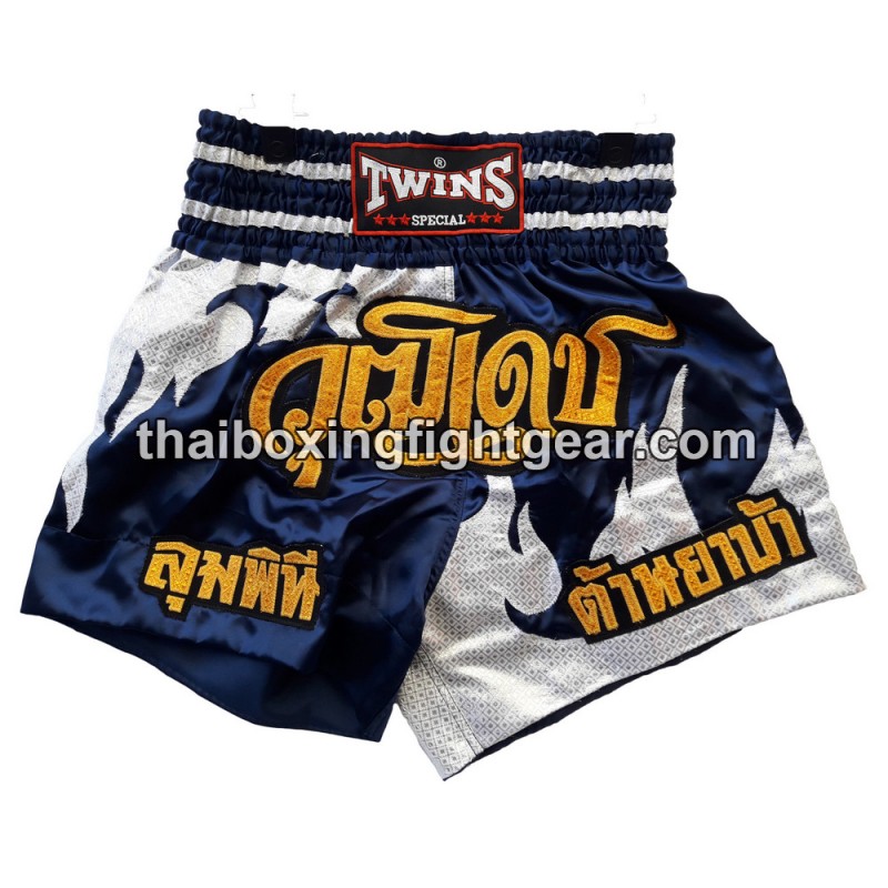 TWINS PANTALONES CORTOS DE BOXEO TAILANDES "Dark Blue White" | Pantalone
