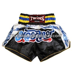 TWINS PANTALONES CORTOS DE BOXEO TAILANDES "Black White" | Pantalone