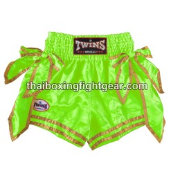 Pantalones de Boxeo TWINS Muay Thai "BOW-KNOT Neon Green" | ladies