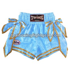 Pantalones de Boxeo TWINS Muay Thai "BOW-KNOT Neon Sky Blue" | ladies