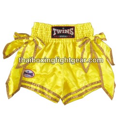 Pantalones de Boxeo TWINS Muay Thai "BOW-KNOT Neon Yellow" | ladies