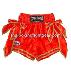 Pantalones de Boxeo TWINS Muay Thai "BOW-KNOT Neon Red" | ladies