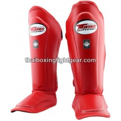 Twins SLG-10 Espinilleras "SHIN GUARDS"  protecciones dobles espinilleras "Red" | Protecciones