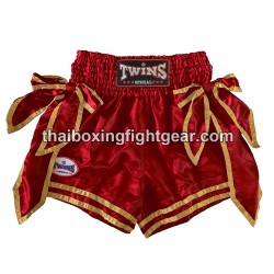 Pantalones de Boxeo TWINS Muay Thai "BOW-KNOT Neon Dark Red" | Pantalone