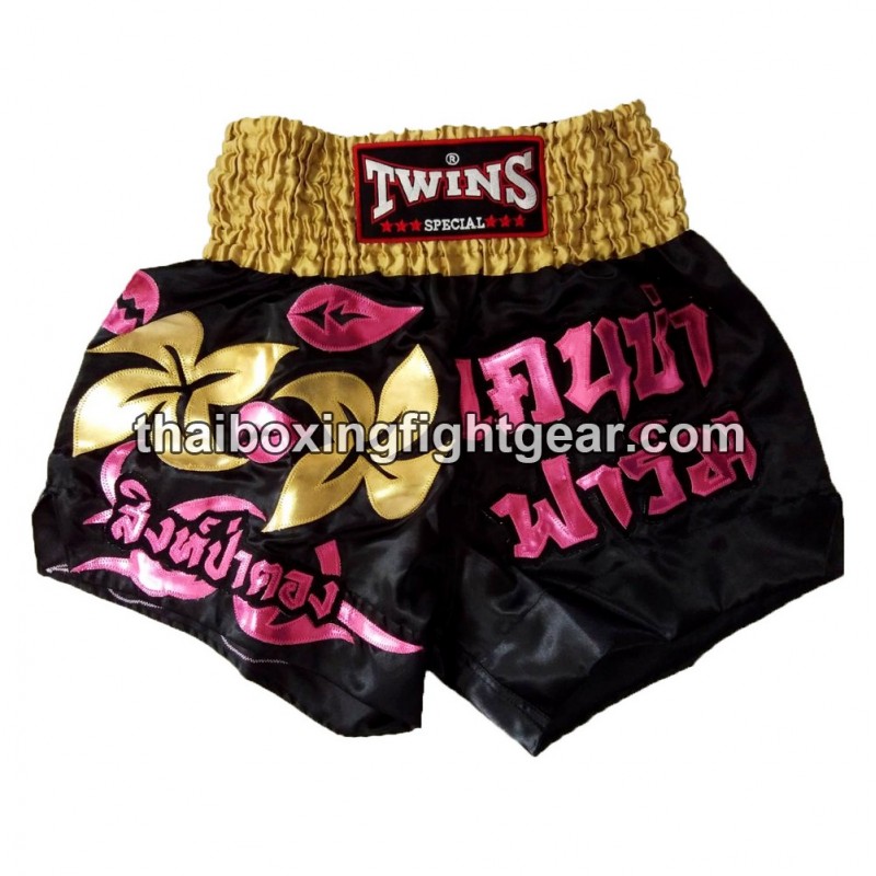TWINS PANTALONES CORTOS DE BOXEO TAILANDES "Gold Flower" | Pantalone