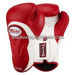 Guantes de Boxeo tailandés Twins BGVL6 White / Red | Guantes