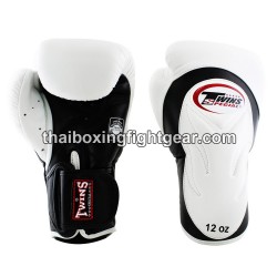 Guantes de Boxeo tailandés Twins BGVL6 Negro Blanco | Guantes