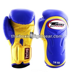 Guantes de Boxeo tailandés Twins BGVL6 Azul Dorado | Guantes