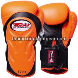 Guantes de Boxeo tailandés Twins BGVL6 Negro Naranja | Guantes