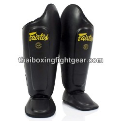 Fairtex SP8 Espinilleras de Muay Thai Cuero Negro | Shin guards