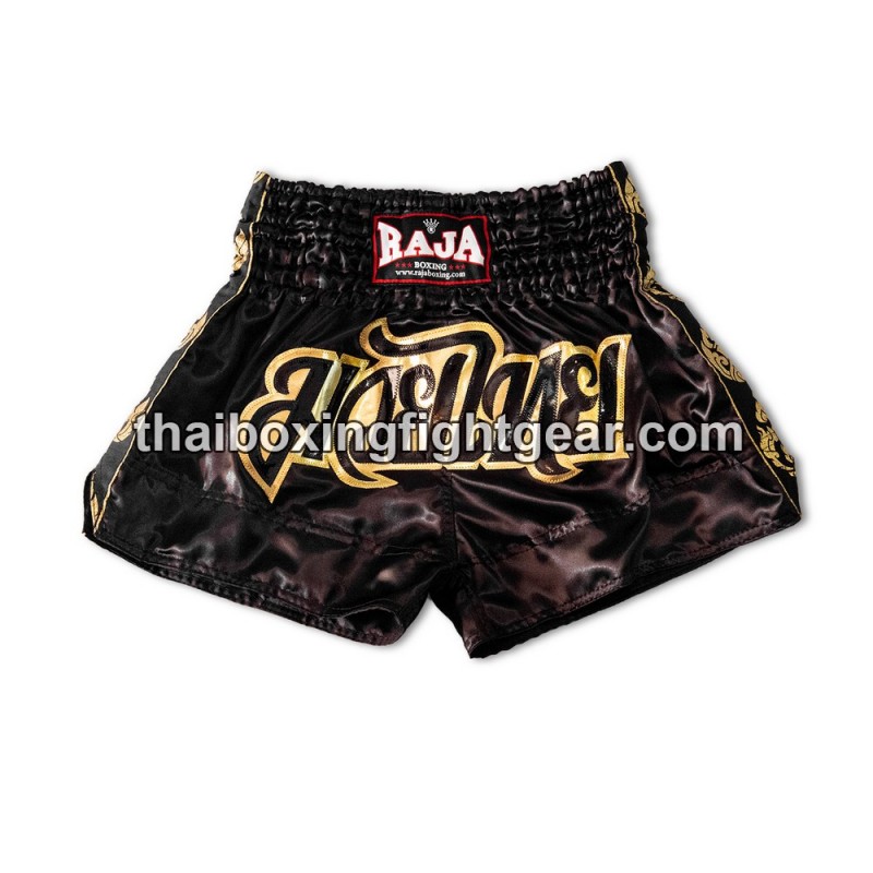 Raja Boxing pantalones cortos de Muay Thai Classic Negro | Muay Thai Shorts