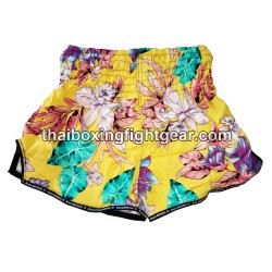 Raja Boxing pantalones cortos de Muay Thai "Flower Yellow" | Muay Thai Shorts