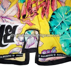 Raja Boxing pantalones cortos de Muay Thai "Flower Yellow" | Muay Thai Shorts