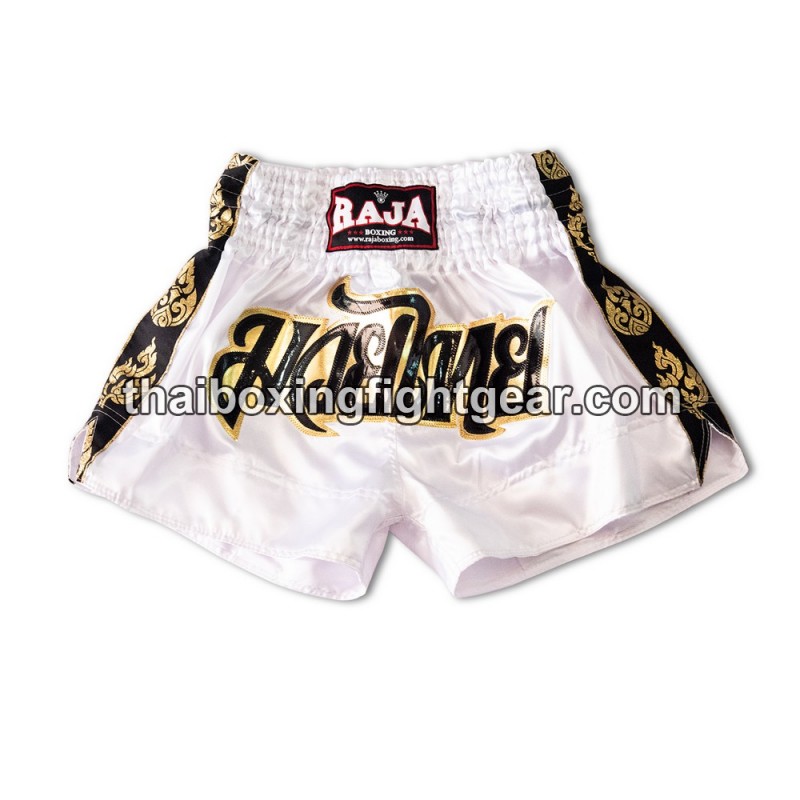 Raja Boxing pantalones cortos de Muay Thai Classic Blanco | Muay Thai Shorts