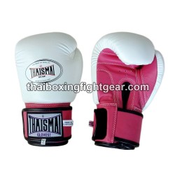 Guantes de boxeo tailandés Thaismai BG124 White Pink | Guantes