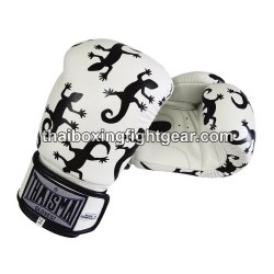 Guantes de boxeo tailandés Thaismai BG124 "LIZARD" Blanco | Guantes