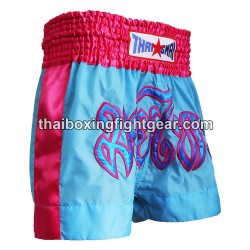 Pantalonés cortos de boxeo thailandés THAISMAI "Crash" Azul cielo | Pantalone