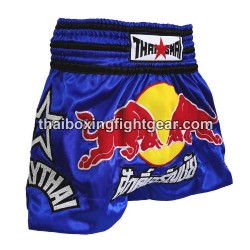 Pantalonés cortos de boxeo thailandés THAISMAI "Red Bull" Azul | Pantalone