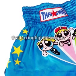 Pantalonés cortos de boxeo thailandés THAISMAI  "Powerpuff" Azul | Pantalone