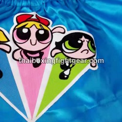 Pantalonés cortos de boxeo thailandés THAISMAI  "Powerpuff" Azul | Pantalone