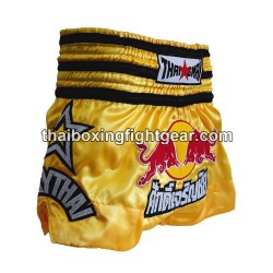 Pantalonés cortos de boxeo thailandés THAISMAI "Red Bull" Amarillo | Pantalone