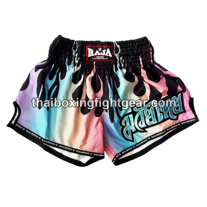 Raja Boxing pantalones cortos de Muay Thai "Rainbow Black" Raja - 1