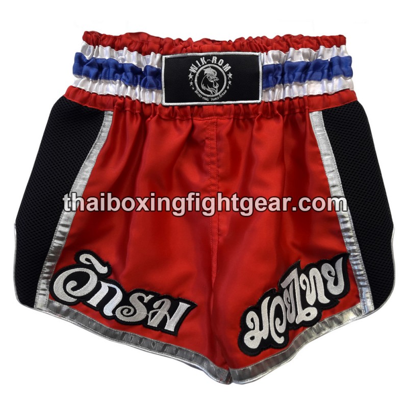 Pantalones cortos de boxeo tailandés Wik-Rom rojo /negro | Muay Thai Shorts Pantalones cortos de boxeo tailandés Wik-Rom rojo /negro | Muay Thai Shorts