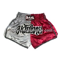 Raja Boxing pantalones cortos de Muay Thai "Bi-Color Silver Red" Raja - 1
