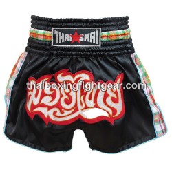 Pantalonés cortos de boxeo thailandés THAISMAI  "Paa Kao Maa Black" Thaismai - 1