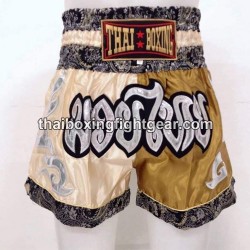 Pantalones cortos de boxeo tailandés: Thaiboxing Dorado y Beige Thai Boxing - 1