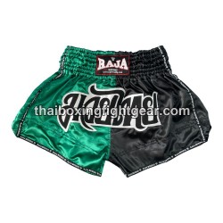 Raja Boxing pantalones cortos de Muay Thai "Bi-Color Green Black" Raja - 1