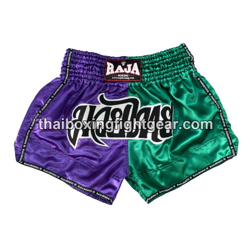 Raja Boxing pantalones cortos de Muay Thai "Bi-Color Purple Green" Raja - 1