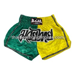Raja Boxing pantalones cortos de Muay Thai "Bi-Color Green Yellow" Raja - 1