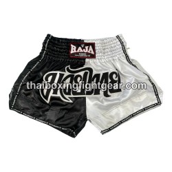 Raja Boxing pantalones cortos de Muay Thai "Bi-Color Black White" Raja - 1