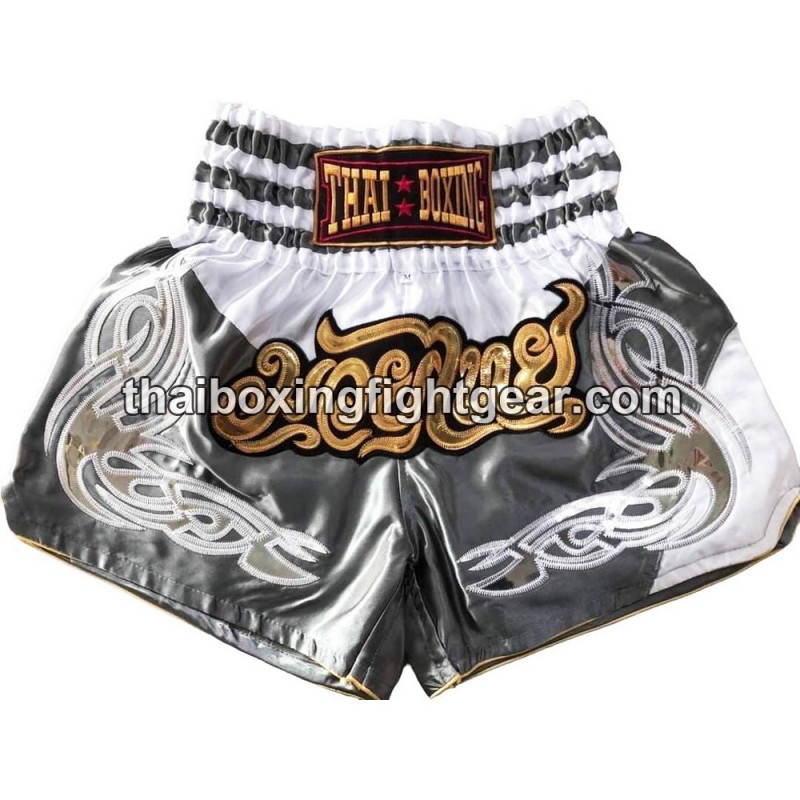 Pantalones cortos de boxeo tailandés: Thaiboxing Rucio y Blanco Thai Boxing - 1