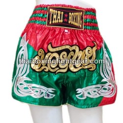 Pantalones cortos de boxeo tailandés: Thaiboxing Verde y Rojo Thai Boxing - 1