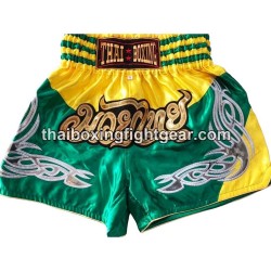 Pantalones cortos de boxeo tailandés: Thaiboxing Verde y Amarillo Thai Boxing - 1