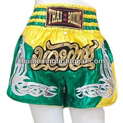 Pantalones cortos de boxeo tailandés: Thaiboxing Verde y Amarillo Thai Boxing - 2