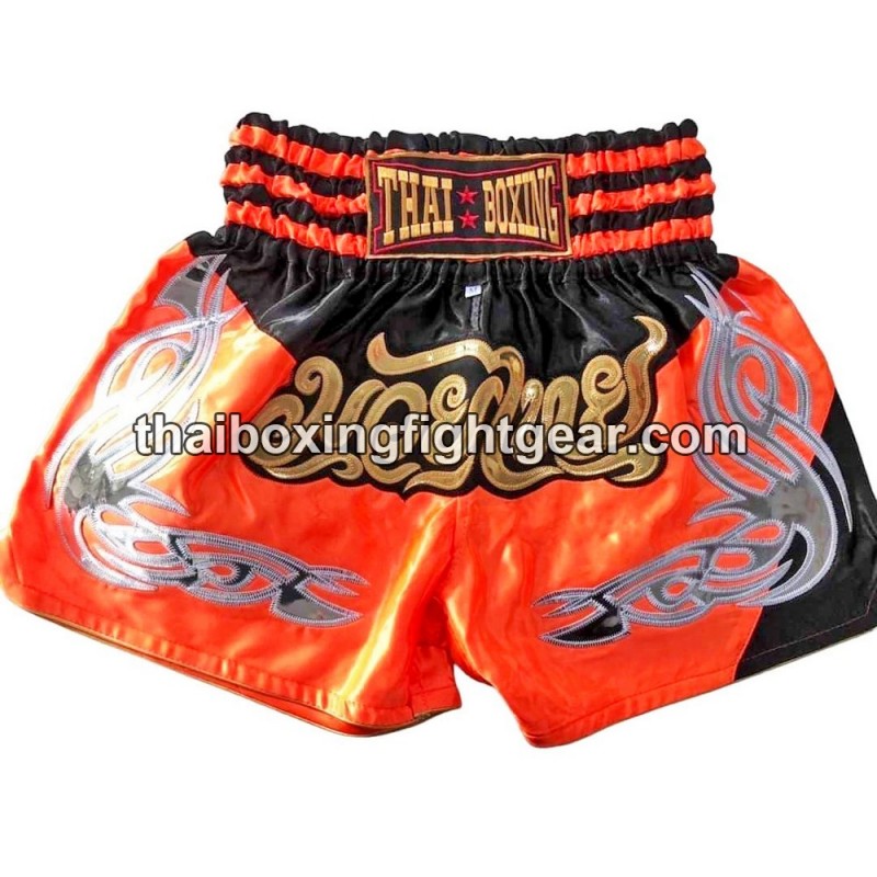 Pantalones cortos de boxeo tailandés: Thaiboxing Naranja y Negro