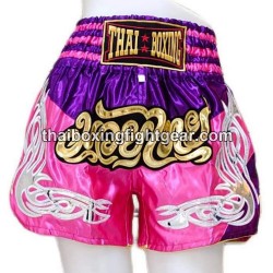 Pantalones cortos de boxeo tailandés: Thaiboxing Rosa y Morado Thai Boxing - 2