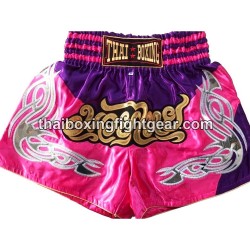Pantalones cortos de boxeo tailandés: Thaiboxing Rosa y Morado Thai Boxing - 1