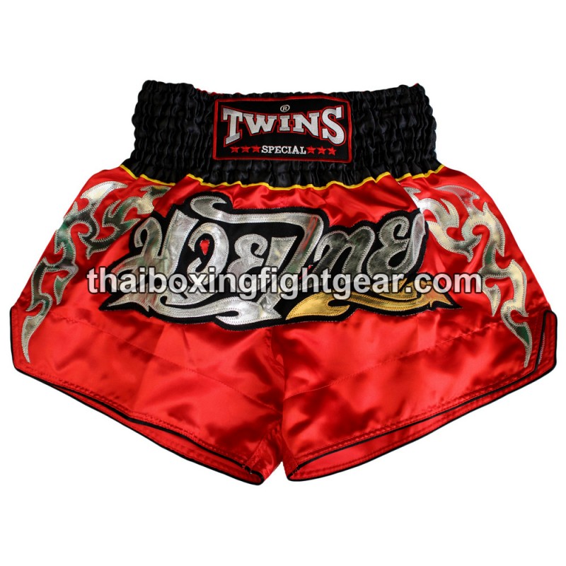 Twins Muay Thai pantalones cortos de boxeo  satín rojo | Muay Thai Shorts