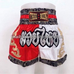 Pantalones Cortos de Boxeo Thai para Niño "Blanco Rojo"