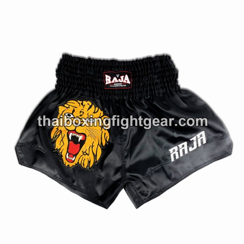 Raja Boxing pantalones cortos de Muay Thai "Lion" Negro Raja - 1