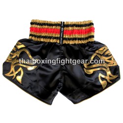 Twins Muay Thai pantalones cortos de boxeo  satín negro/oro | Muay Thai Shorts