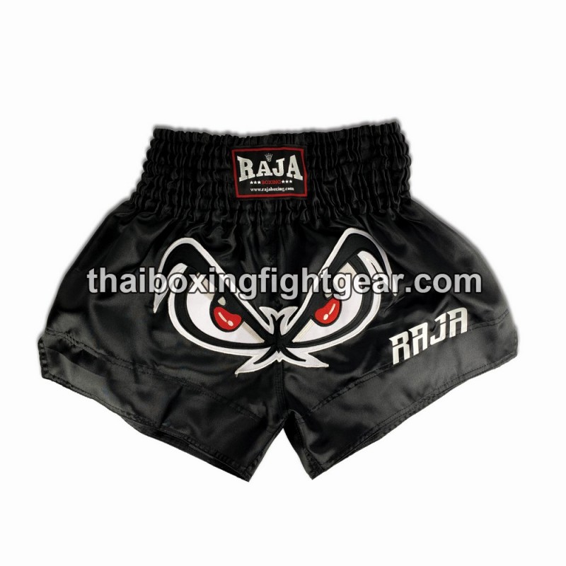 Raja Boxing pantalones cortos de Muay Thai "No Fear" Negro Raja - 1