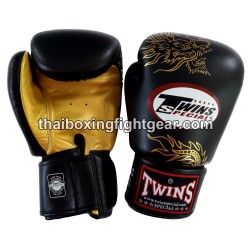 Guantes de boxeo Twins FBGVL3-6 edición limitada "dragon" negro y oro | Muay Thai Gloves
