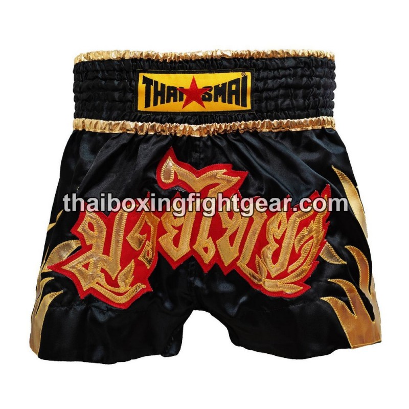Pantalonés cortos de boxeo thailandés THAISMAI "Fire Black" Thaismai - 1