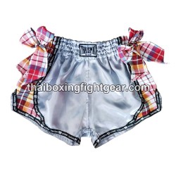 Pantalonés cortos de boxeo thailandés THAISMAI "Ribbon Silver" Thaismai - 1
